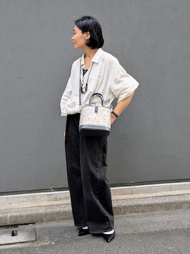 「HIROKO HAYASHI（ヒロコハヤシ）のSCIENZA（シェンツァ）2wayショルダーバッグ（ショルダーバッグ、ベージュ系）」を使った、MTさん（レディース・153cm）の春コーディネート