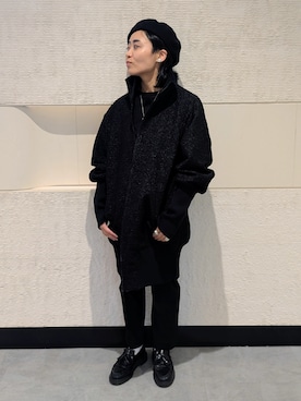 「HIROKO HAYASHI（ヒロコハヤシ）のAIDA（アイーダ）コート（その他アウター、ブラック系）」を使った、MTさん（レディース・153cm）の秋コーディネート
