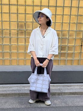 「HIROKO HAYASHI（ヒロコハヤシ）のTRICO（トリコ）トートバッグ（トートバッグ、ブルー系）」を使った、MTさん（レディース・153cm）の春コーディネート