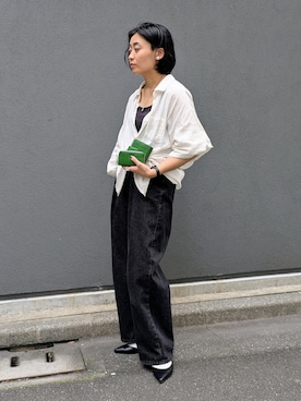 「HIROKO HAYASHI（ヒロコハヤシ）のOTTICA（オッティカ）キーケース（キーケース/キーアクセサリー、グリーン系）」を使った、MTさん（レディース・153cm）の春コーディネート