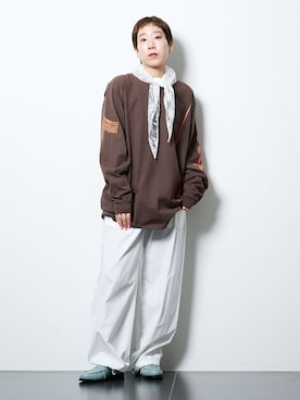 「CITYSHOP（シティーショップ）のEASY PANTS : パンツ（その他パンツ、ホワイト系）」を使った、KAJImiさん（レディース・160cm）の春コーディネート