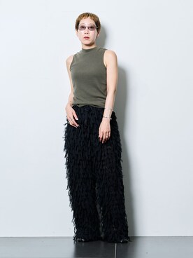 「CITYSHOP（シティーショップ）のSHAGGY EASY パンツ（その他パンツ、ブラック系）」を使った、KAJImiさん（レディース・160cm）の春コーディネート