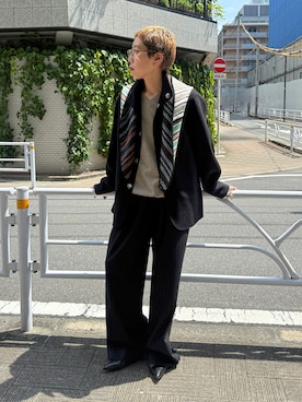 「CITYSHOP（シティーショップ）のFINE REVER SHORT コート（その他アウター、ブラック系）」を使った、KAJImiさん（レディース・160cm）の夏コーディネート