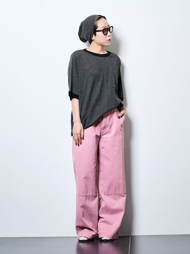 「CITYSHOP（シティーショップ）のKNEE PATCH パンツ（その他パンツ、ピンク系）」を使った、KAJImiさん（レディース・160cm）の夏コーディネート