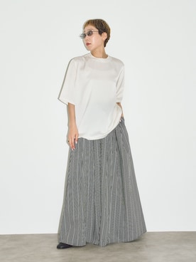 「CITYSHOP（シティーショップ）のTUCK GATHER スカート（スカート、ブラック系）」を使った、KAJImiさん（レディース・160cm）の夏コーディネート
