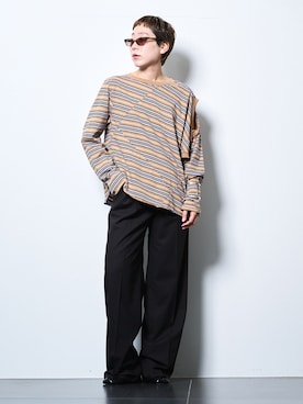 「BERNARD ZINS（ベルナルドザンス）のBERNARD ZINS SAND 95038：パンツ（スラックス、ブラウン系）」を使った、KAJImiさん（レディース・160cm）の春コーディネート