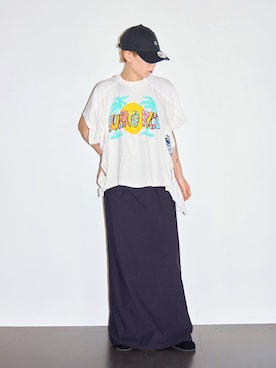 「カットソー」｜KAJImiさん（レディース・160cm）の夏コーディネート