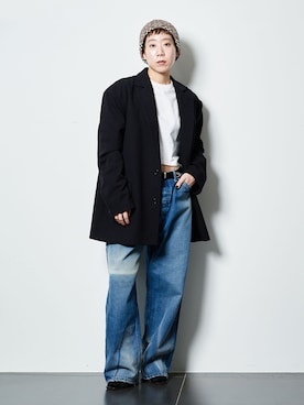 「Wrangler（ラングラー）のアイテム」を使った、KAJImiさん（レディース・160cm）の冬コーディネート