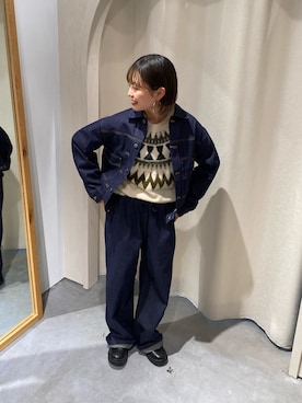 「マイベストコーデ2023」｜「アイテム（デニムジャケット）」を使った、えみきょさん（レディース・153cm）の冬コーディネート