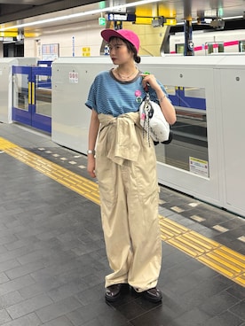 「アイテム（トップス）」を使った、えみきょさん（レディース・153cm）の夏コーディネート