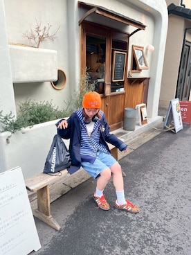 「アディダスオリジナルス」｜「アイテム（パーカー）」を使った、えみきょさん（レディース・153cm）の春コーディネート
