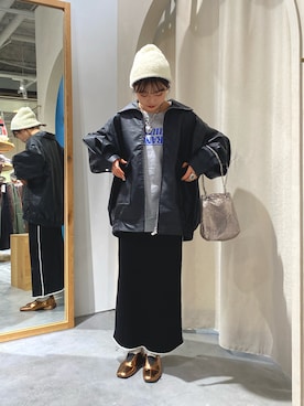 「CIAOPANIC TYPY（チャオパニックティピー）のアイテム（ライダースジャケット）」を使った、えみきょさん（レディース・153cm）の冬コーディネート