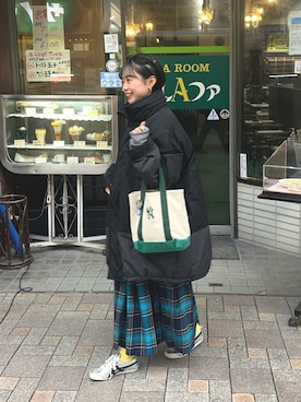 「ニコアンド」｜「アイテム（ブルゾン）」を使った、えみきょさん（レディース・153cm）の冬コーディネート