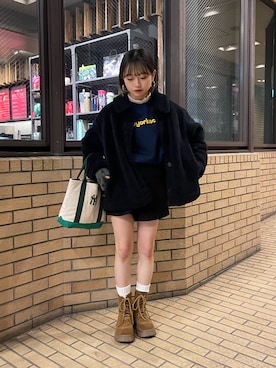 「UNIQLO（ユニクロ）のアイテム（ジャケット/アウター）」を使った、えみきょさん（レディース・153cm）の冬コーディネート
