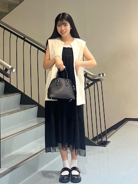 「アイテム（その他アウター、ホワイト系）」を使った、マ　ナさん（レディース・154cm）の秋コーディネート