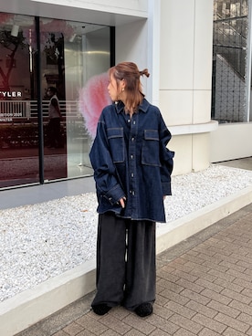 「Ungrid（アングリッド）のアイテム（シャツ/ブラウス）」を使った、増田理佳子さん（レディース・156cm）の秋コーディネート