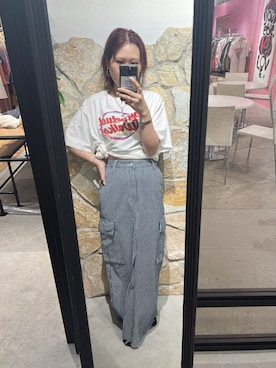 「Ungrid（アングリッド）のアイテム（デニムスカート）」を使った、増田理佳子さん（レディース・156cm）の春コーディネート