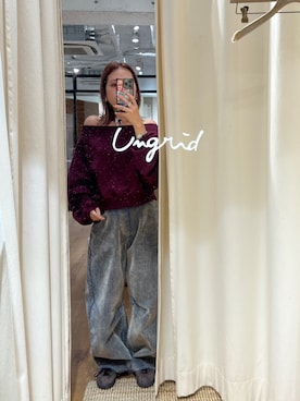 「アイテム（デニムパンツ、ベージュ系）」を使った、増田理佳子さん（レディース・156cm）の秋コーディネート