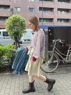 「Ungrid（アングリッド）のアイテム（デニムジャケット）」を使った、増田理佳子さん（レディース・156cm）の秋コーディネート