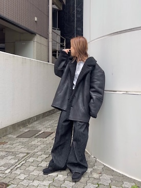 「Ungrid（アングリッド）のアイテム（ブルゾン）」を使った、増田理佳子さん（レディース・156cm）の秋コーディネート