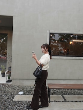 「mideal（マイディール）のアイテム（トップス）」を使った、ayuさん（レディース・163cm）の秋コーディネート