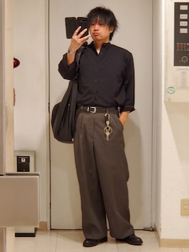 「GU（ジーユー）のアイテム（ベルト）」を使った、shusoさん（メンズ・170cm）の春コーディネート