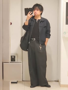 「GU（ジーユー）のアイテム（ベルト）」を使った、shusoさん（メンズ・170cm）の春コーディネート