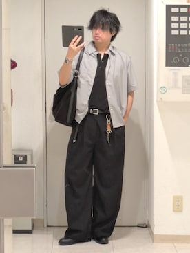 「WYM LIDNM（ウィム バイ リドム）のFAUX SUEDE SHOULDER BAG（ショルダーバッグ）」を使った、shusoさん（メンズ・170cm）の秋コーディネート