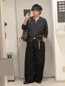 「WYM LIDNM（ウィム バイ リドム）のARC CURVED AMUNDSEN SLACKS（スラックス）」を使った、shusoさん（メンズ・170cm）の秋コーディネート