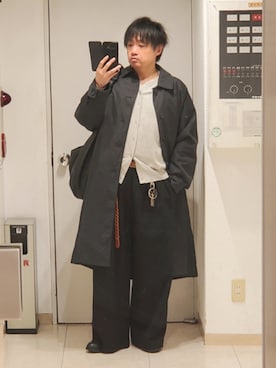 「WYM LIDNM（ウィム バイ リドム）のT/C CREW COMPACT CARDIGAN（カーディガン/ボレロ、グレー系）」を使った、shusoさん（メンズ・170cm）の春コーディネート