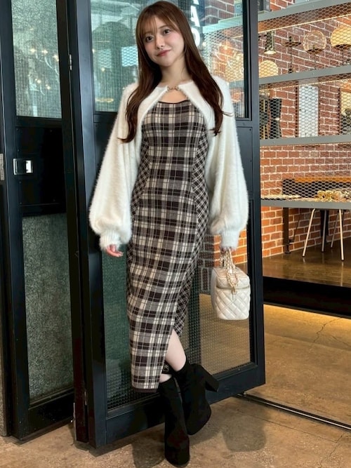 WEB限定】フェザーチェックアンサンブルロングワンピース（ワンピース