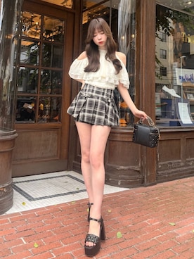 「LIPSERVICE（リップサービス）の2wayリボンティアードブラウス（シャツ/ブラウス、ホワイト系）」を使った、LIP SERVICEさん（レディース・160cm）の夏コーディネート