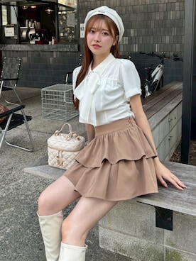 「アイテム（ハンチング/ベレー帽）」を使った、LIP SERVICEさん（レディース・158cm）の秋コーディネート