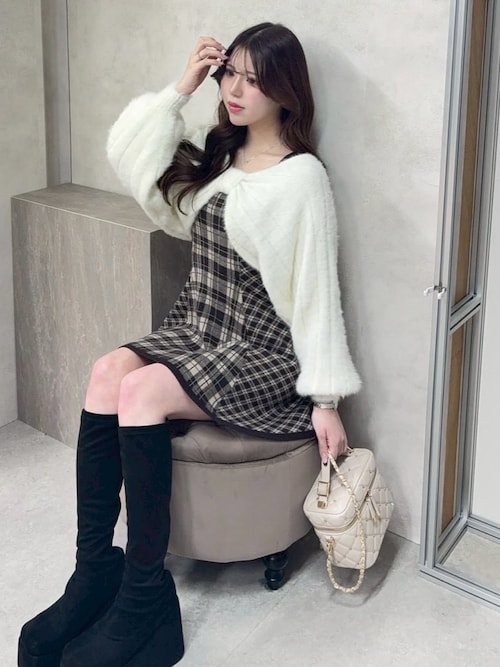 形が選べる】フェザーチェックアンサンブルワンピース（ワンピース