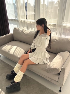 「アイテム（スウェットパンツ）」を使った、LIP SERVICEさん（レディース・160cm）の冬コーディネート