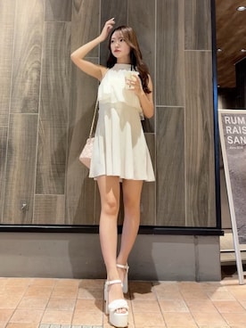 「LIPSERVICE（リップサービス）のアメスリスイムワンピース（ワンピース、ホワイト系）」を使った、LIP SERVICEさん（レディース・158cm）の夏コーディネート