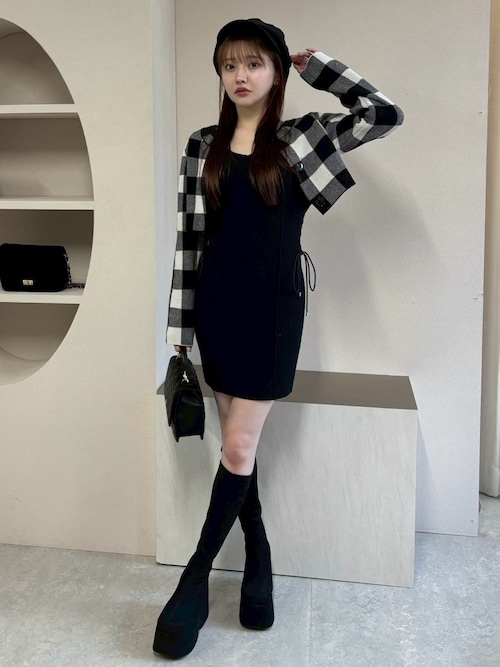 セール】レトロチェックアンサンブルニットワンピース（ワンピース