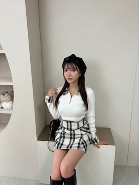 「LIPSERVICE（リップサービス）のアイテム（帽子）」を使った、LIP SERVICEさん（レディース・153cm）の冬コーディネート