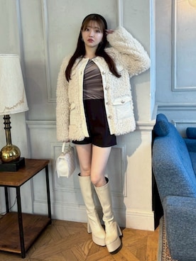 「レディースファッション」｜「アイテム（ジャケット/アウター）」を使った、LIP SERVICEさん（レディース・158cm）の冬コーディネート