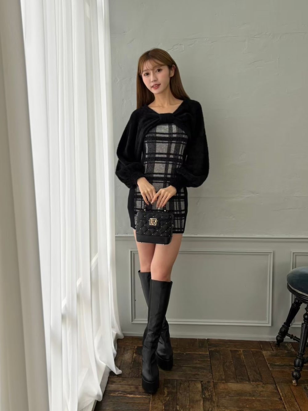 LIP SERVICE リボンフェザーアンサンブルニットワンピース LIP SERVICE