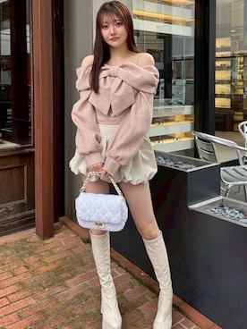 「LIPSERVICE（リップサービス）のインナーショーパン付バルーンスカート（スカート）」を使った、LIP SERVICEさん（レディース・158cm）の秋コーディネート