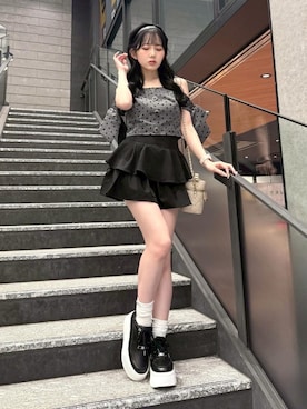 「LIPSERVICE（リップサービス）のサイドリボンオフショルトップス（シャツ/ブラウス、その他）」を使った、LIP SERVICEさん（レディース・163cm）の春コーディネート