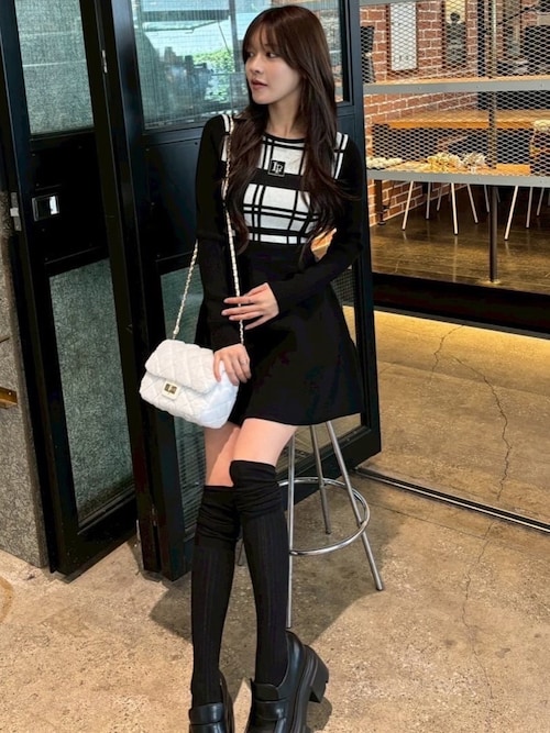 セール】LPチェックフレアニットワンピース（ワンピース）｜LIPSERVICE