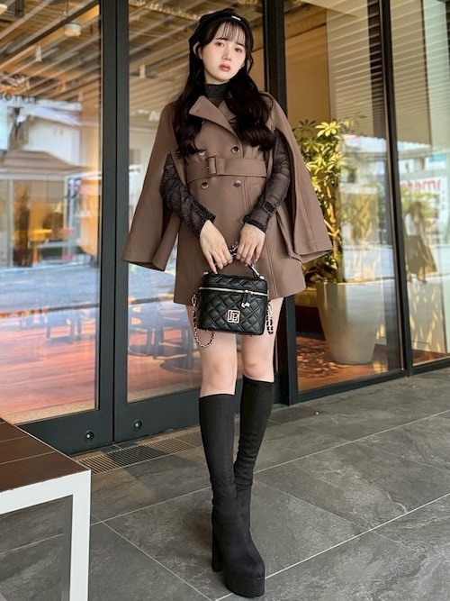 LIP SERVICE ケープライクフレアスリーブコート ブラック LIP SERVICE コート アウター ケープライクフレアスリーブコート