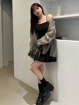 「LIPSERVICE（リップサービス）のUVカット2wayリボンシアーシャツ（シャツ/ブラウス、ベージュ系）」を使った、LIP SERVICEさん（レディース・160cm）の春コーディネート