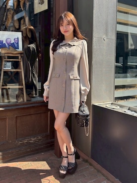 「LIPSERVICE（リップサービス）のデコルテオープンクラシカルワンピース（ワンピース、その他）」を使った、LIP SERVICEさん（レディース・163cm）の春コーディネート