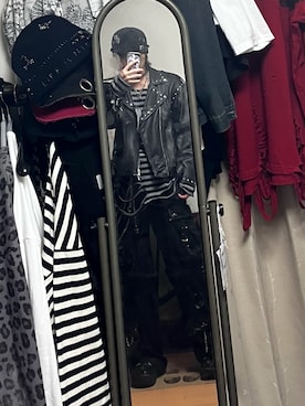 「アイテム（ライダースジャケット）」を使った、naokenさん（メンズ・174cm）の秋コーディネート