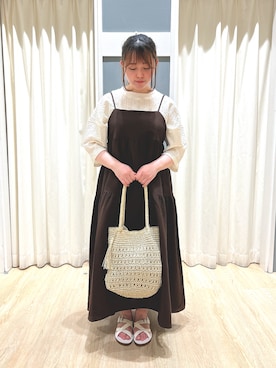 「ペーパーバッグ」｜「アイテム（ワンピース/ドレス）」を使った、miyaさん（レディース・151cm）の春コーディネート