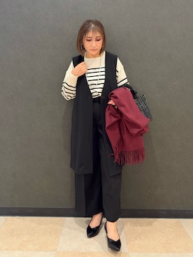 「アイテム（ベスト）」を使った、Megさん（レディース・153cm）の冬コーディネート