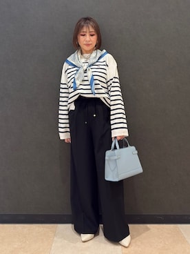 「SHOO・LA・RUE（シューラルー）の【セレモニー】5cmヒールパンプス（パンプス、ホワイト系）」を使った、Megさん（レディース・153cm）の冬コーディネート